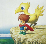 Huvudpersonen Bartz med chocobon Boko fr�n FFV