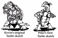 Kevin och Peters ursprungliga Turtle-skisser